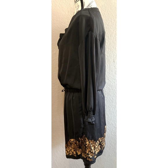 Robbi & Nikki Dress Black with Gold Sequin XS Top Sheer Lined at Waist Down LBD - Picture 6 of 10